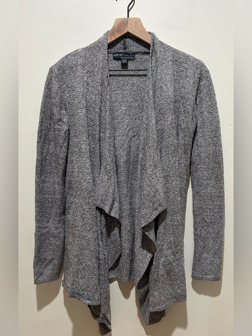 Barefoot Dreams Bamboo Chic Lite Grey Long Open Front Cardigan Sweater - Medium